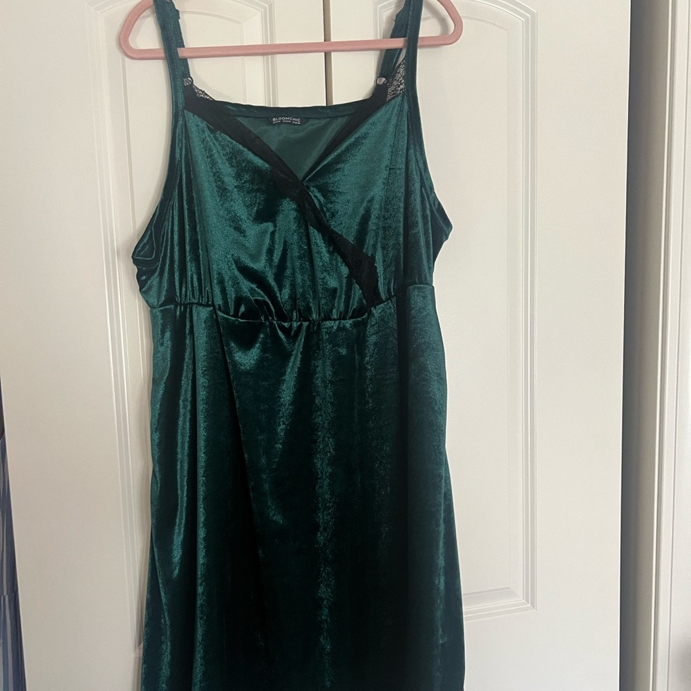 Emerald Green Satin Dress
